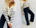 Pull gilet marinière blanc Marina