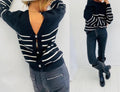 Pull gilet marinière noir Marina