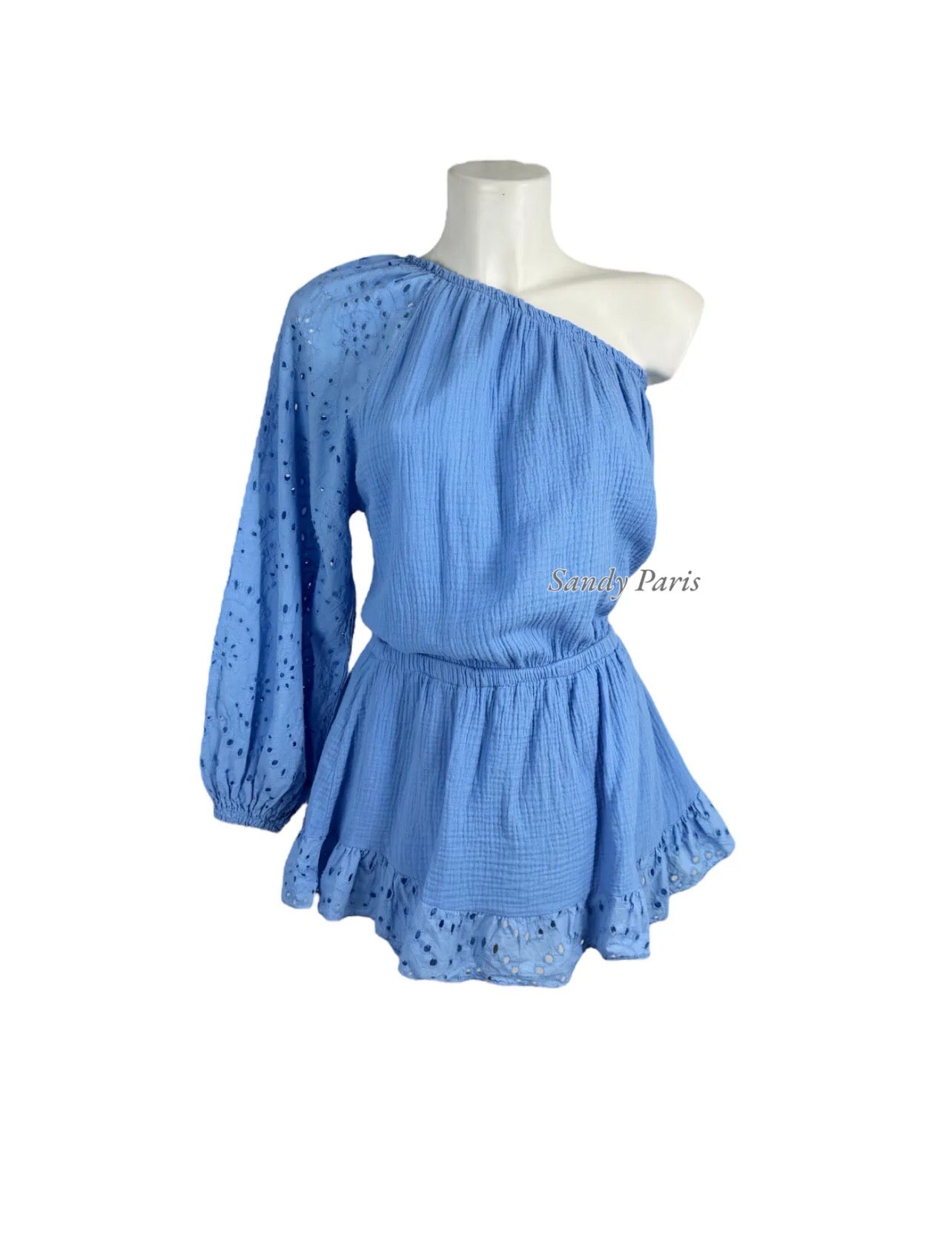 Combishort jupe bleu