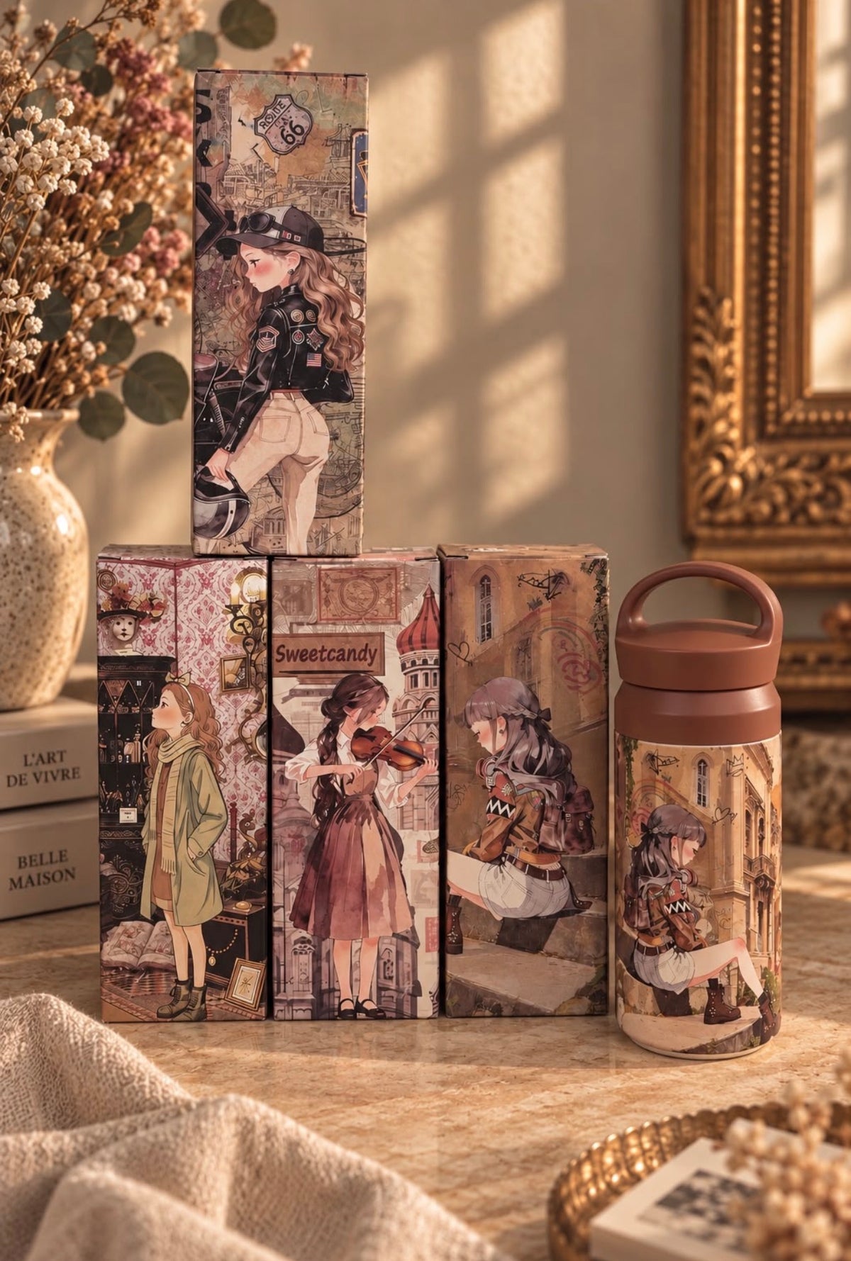 Gourdes illustrées femme