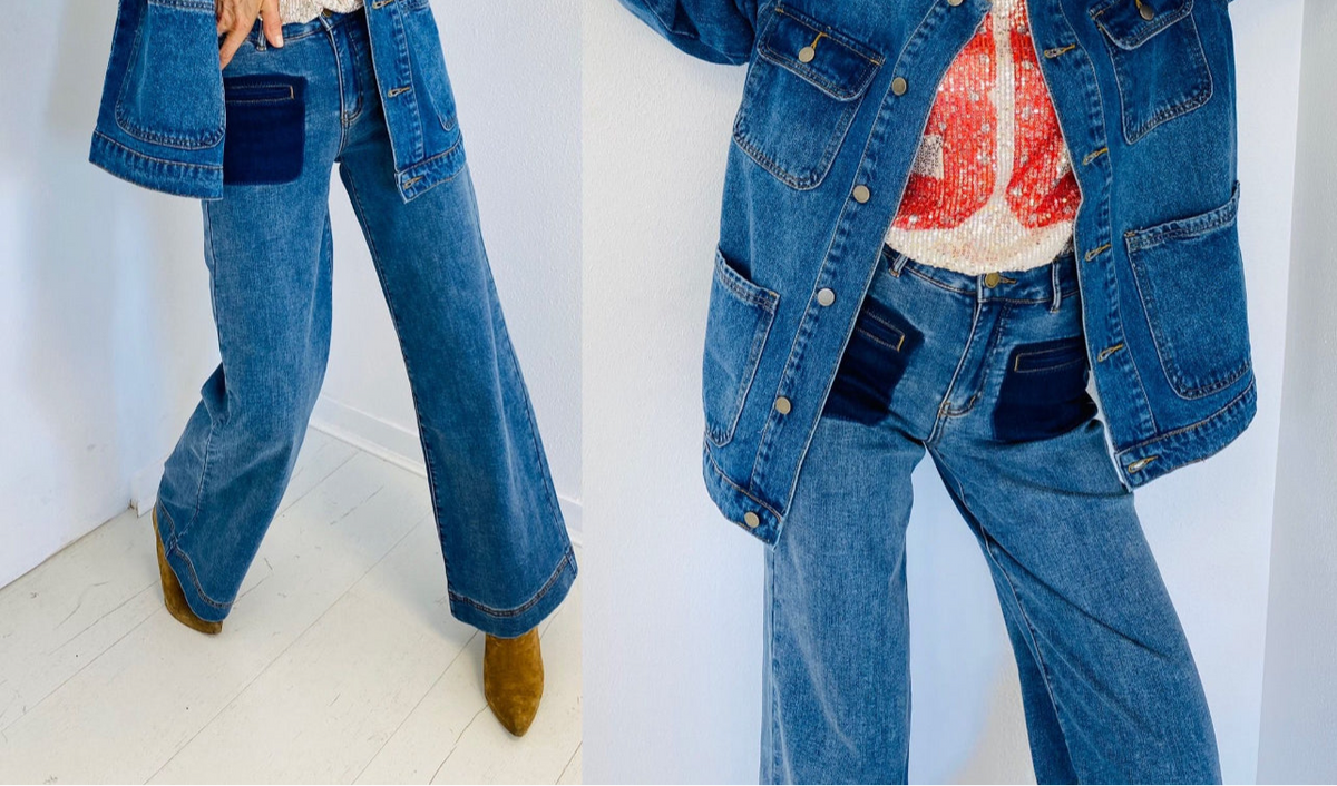 Jean flare Kate poches contrastées