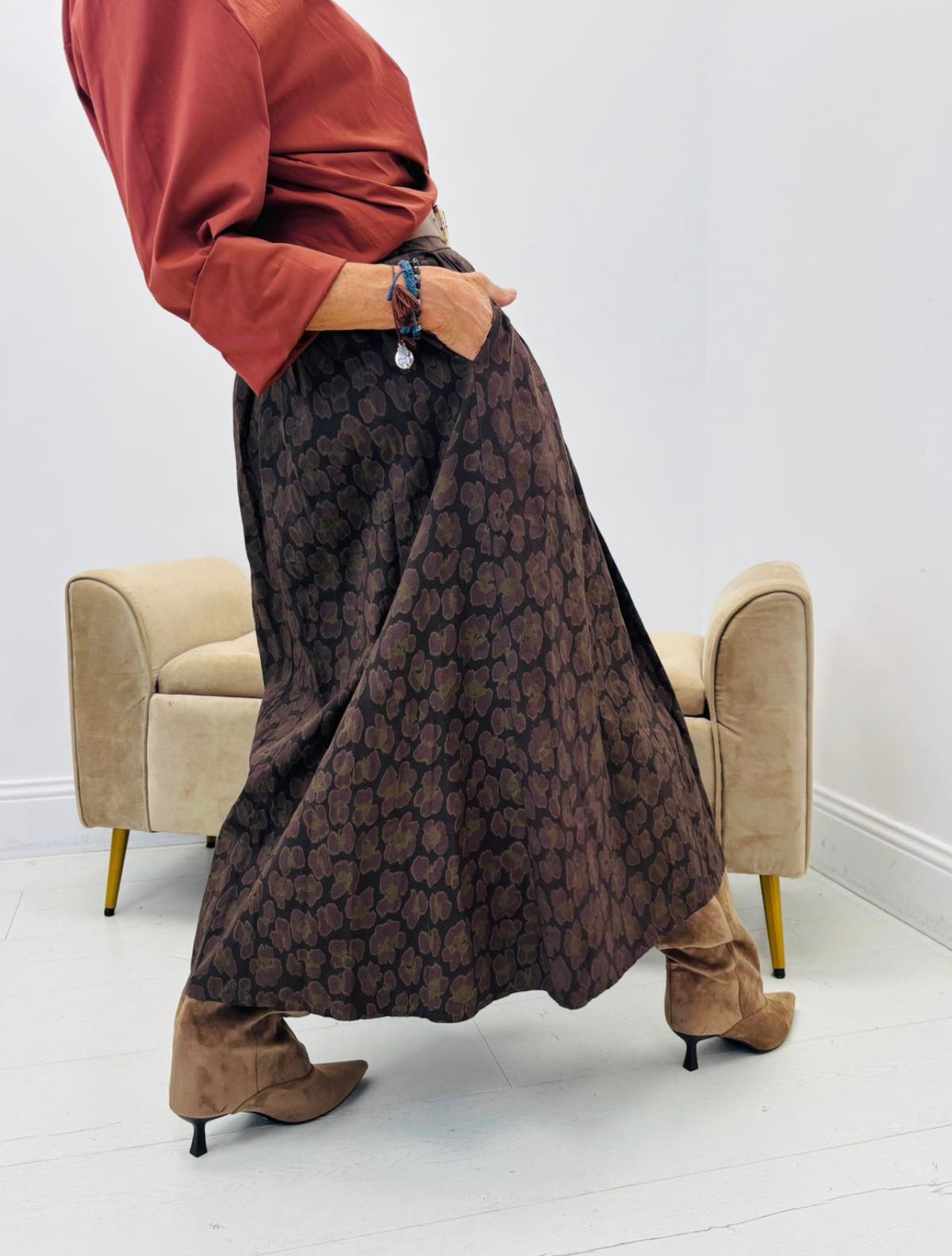 Jupe midi en coton imprimée GIULIA