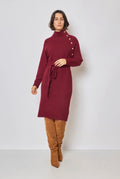 Robe Kiara bordeaux en maille - Maison Azel